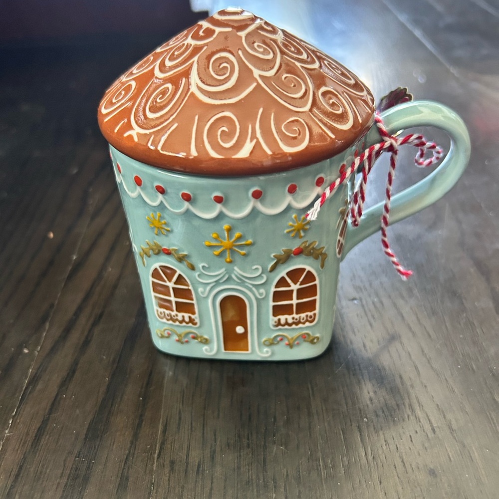 Anthropologie ginger stoneware mug blue NWT